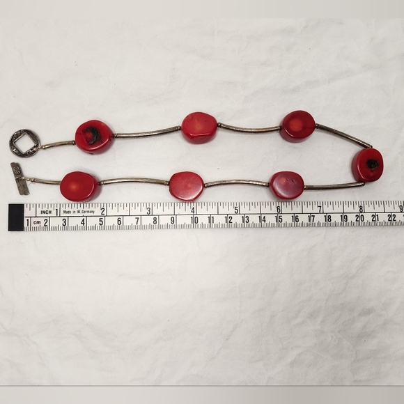 60s Red Coral Silver Necklace - Picture 9 of 9